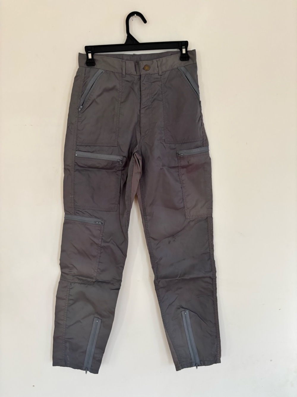 Foreign Intrigue Youth Gray Nylon Cargo Pants | Size 18 | Zip Pockets
